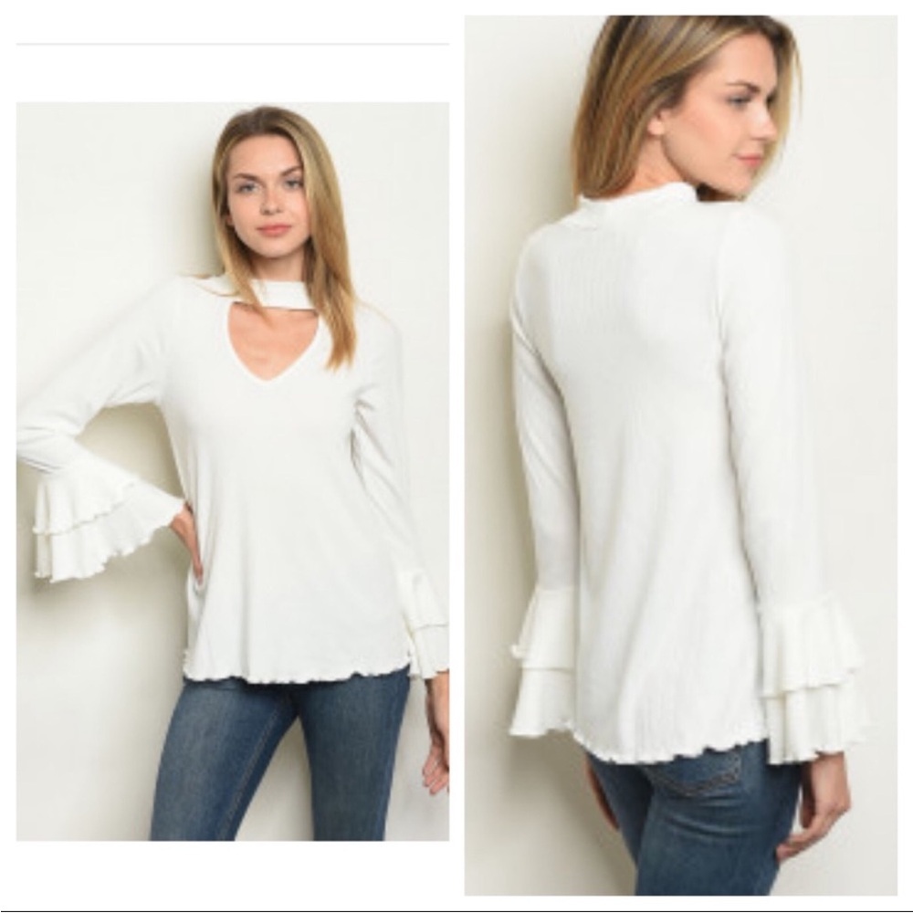 Choker Neck, Bell Sleeve Tunic Top - Picture 7 of 7